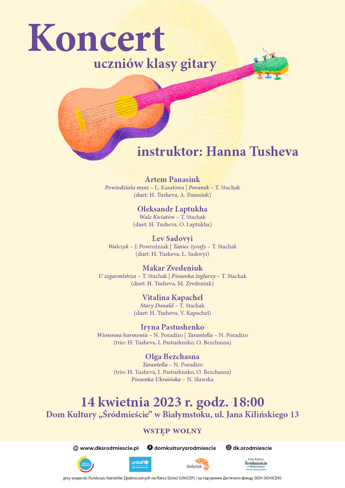 Afisz plakatu koncert klasy gitary Hanny Tushevy