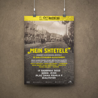 Mockup plakatu „Mein shtetele”