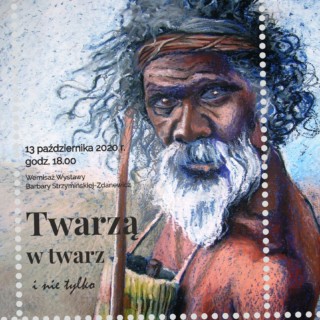 Plakat wystawa Barbary Strzymińskiej-Zdanewicz "Twarzą w twarz i nie tylko" w Domu Kultury Śródmieście w Białymstoku