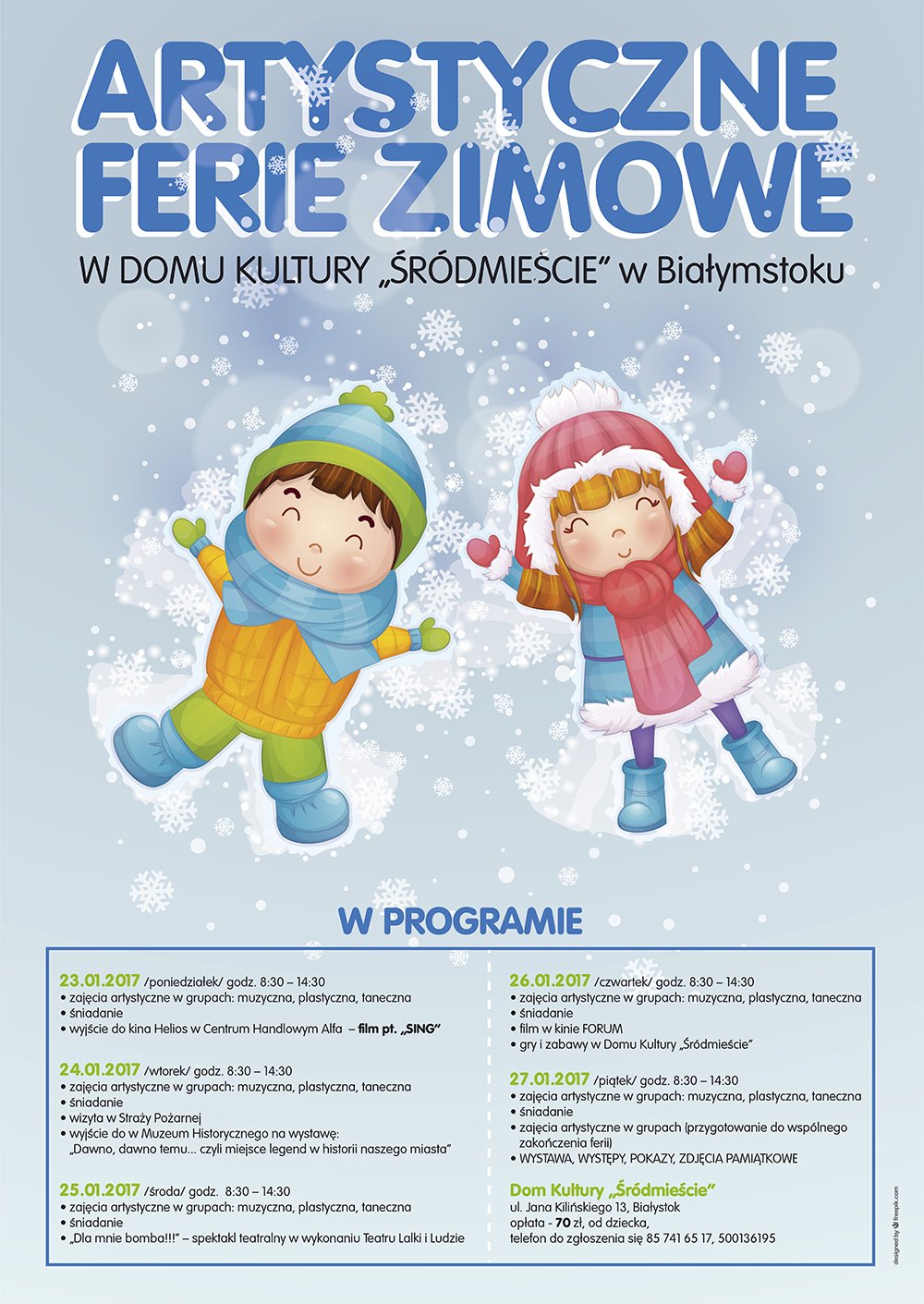 plakat artystyczne ferie zimowe dkś